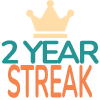 Two year streak achievement badge